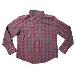 Untuckit Boys Youth Shirt Size 8‎ Long Sleeve Plaid Benjamin Blue Red Button Up